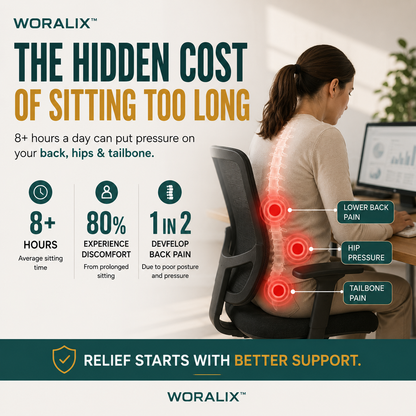 WORALIX™ CurveFlex — Ergonomic Back Support Seat Cushion With Lumbar Support
