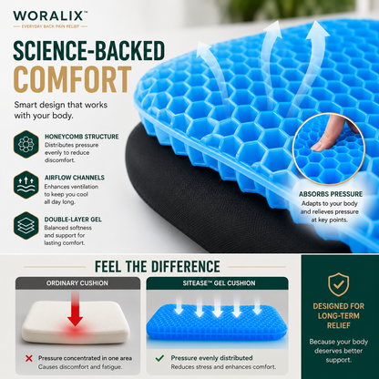 WORALIX™ SitEase Gel Seat Cushion