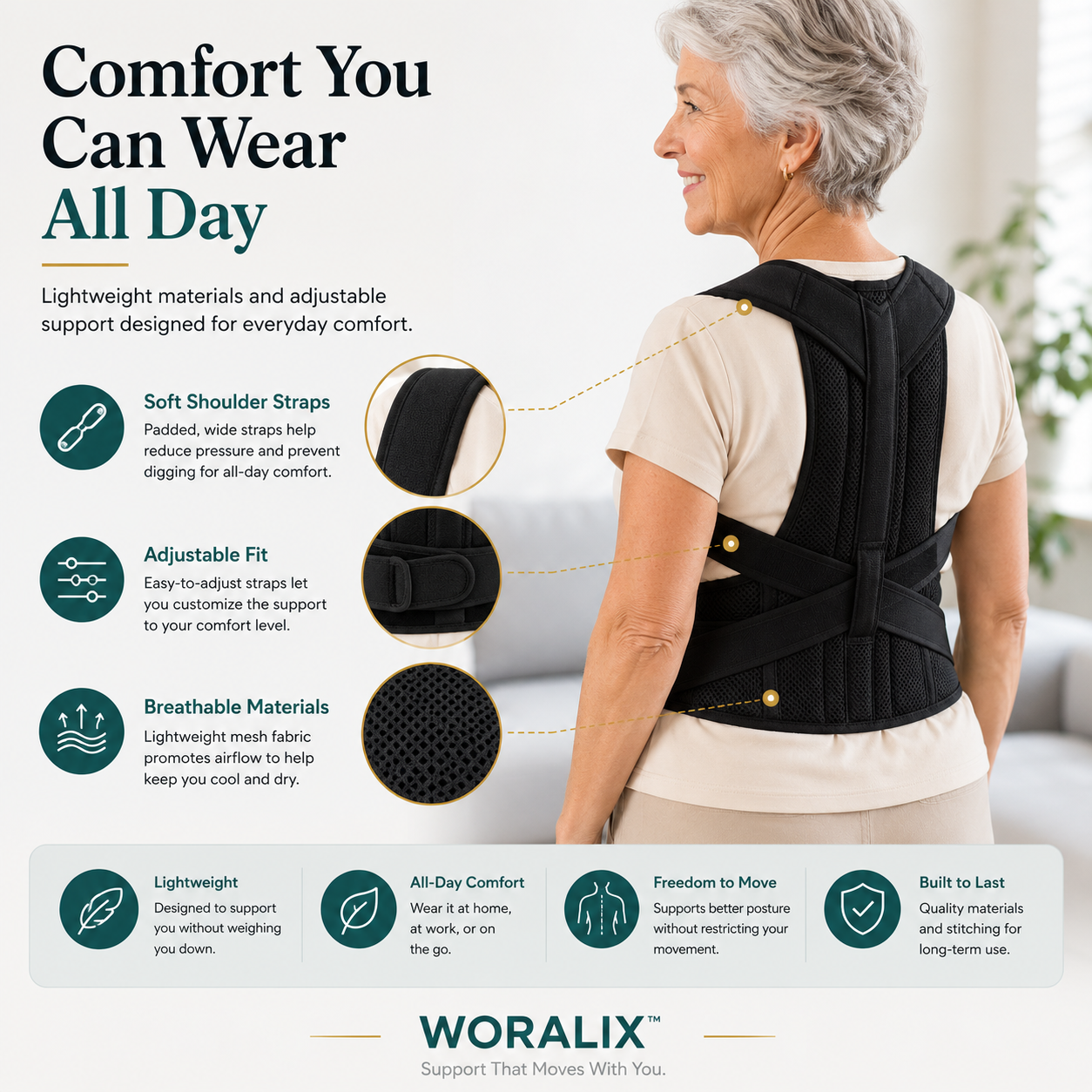 WORALIX™ RodPosture Back Brace