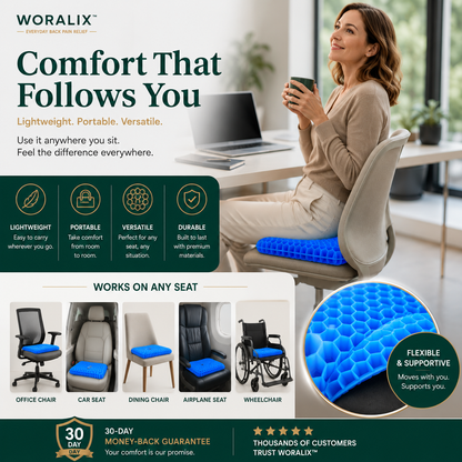 WORALIX™ SitEase Gel Seat Cushion
