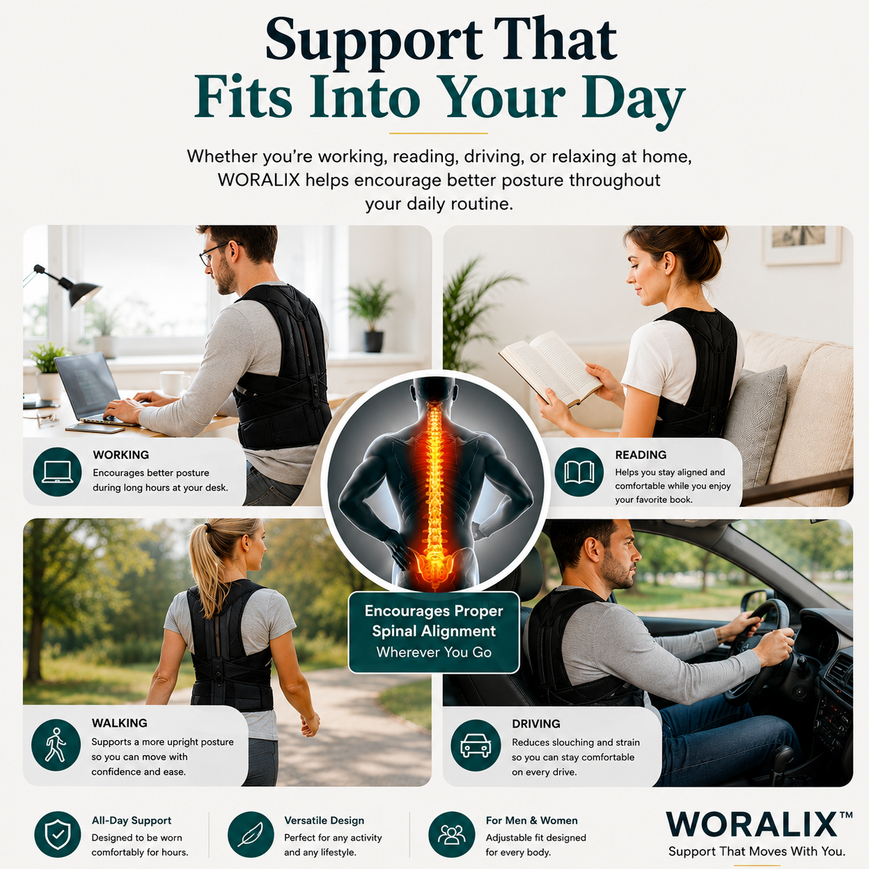 WORALIX™ RodPosture Back Brace